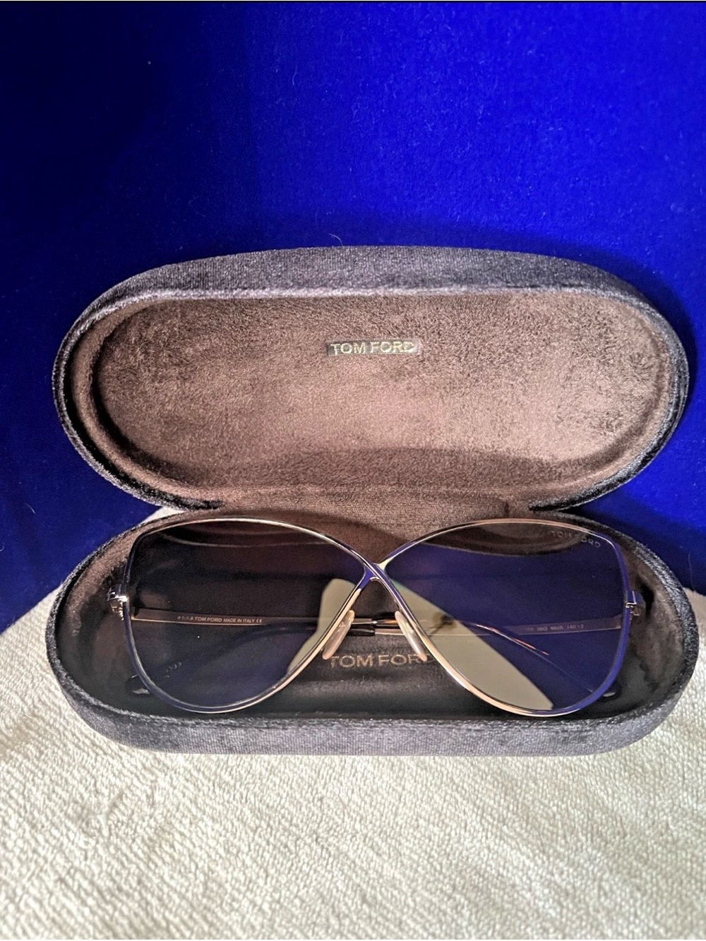 Tom Ford Women’s Aviator Sunglasses in Blue Gradient and Silver